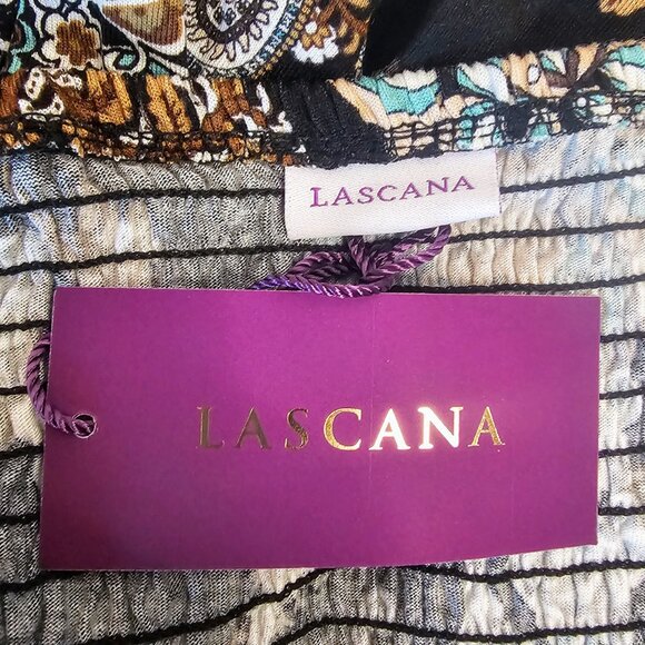 NWT LASCANA PAISLEY‎ HALTER DRESS BLACK/MULTICOLOR  STRETCH TIE NECK US SZ 2 - Picture 6 of 9